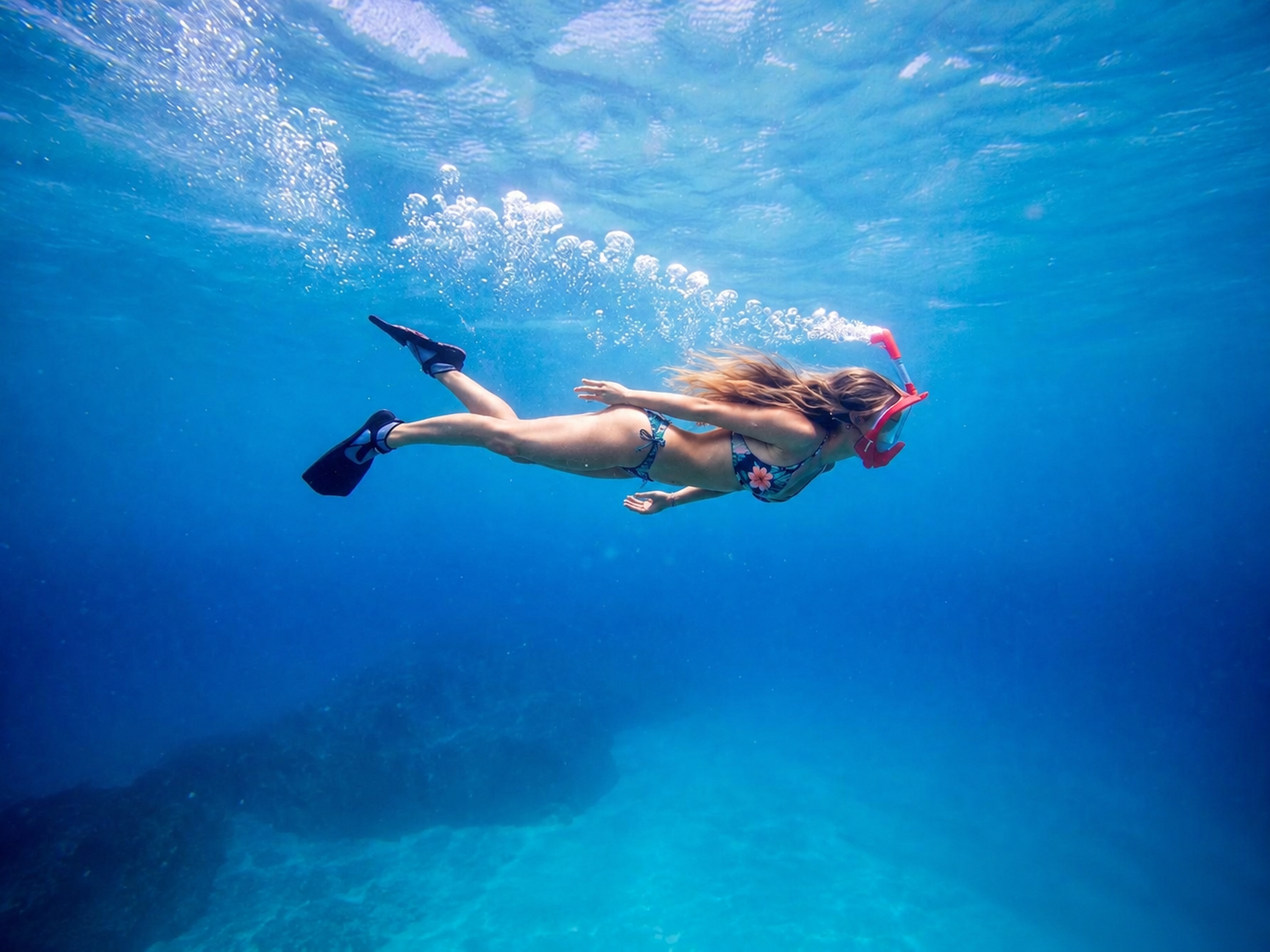 Blue ocean and coast of Amed, East Bali